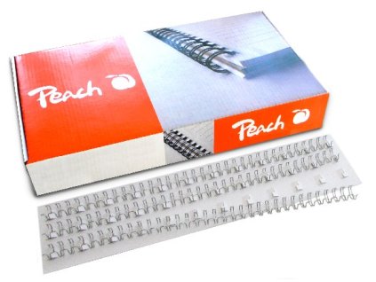 PEACH vazací hřbet, drátěný, 3:1" 34 smyček, A4 6mm, 100ks, stříbrný