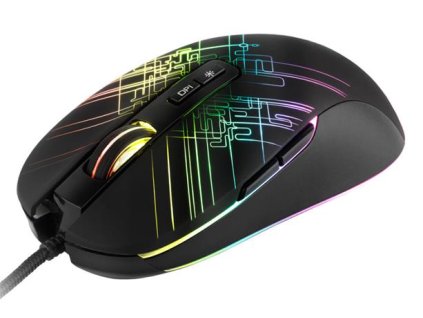 C-TECH herní myš Dusk (GM-27L), casual gaming, 3200 DPI, 5 RGB módů podsvícení, USB
