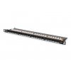Digitus CAT 6 Patch Panel, nestíněný, 24 portů RJ45 s uzávěrem, 8P8C, LSA, 0,5U, 19 "montáž do stojanu, černá