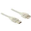 Delock Prodlužovací kabel USB 2.0 Typ-A samec > USB 2.0 Typ-A samice 5 m transparentní
