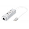 DIGITUS USB 2.0 3-Port Hub & Rychlý Ethernet LAN Adaptér s konektorem typu C