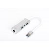 DIGITUS USB 3.0 HUB, 3 porty a Gigabit LAN adaptér 3xUSB A / F, 1xUSB A / M, 1xRJ45 LAN, Win / Mac OS