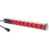 DIGITUS 1U Hliníkové PDU, do stojanu, 8x červený CEE 7/7 10A zástrčka, 250VAC 50/60 Hz, Přípoj C14