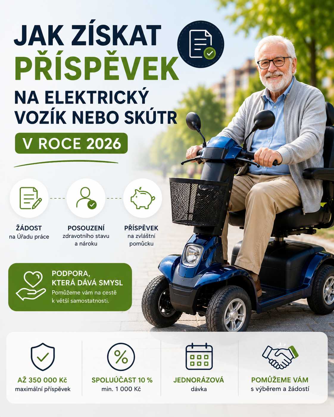 Jak získat příspěvek na elektrický vozík nebo skútr v roce 2026