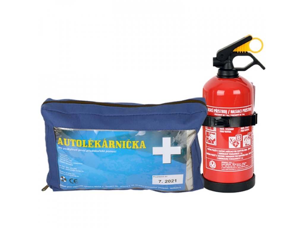 Komplet autolékárnička kortex + hasicí přístroj