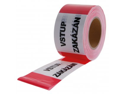 LEVIOR® Výstražná páska červenobílá VSTUP ZAKÁZÁN, 80 mm × 250 m