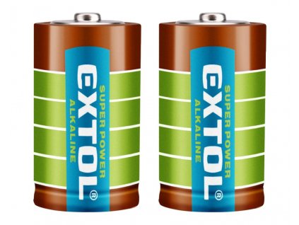 EXTOL® ENERGY Baterie alkalická ULTRA+, 1,5 V, D (LR20), sada 2 ks