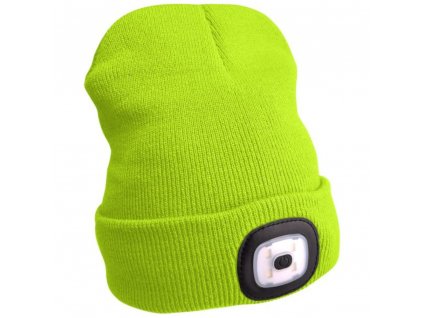EXTOL® LIGHT Čepice s LED čelovkou, 4× 45 lm, USB nabíjení, vel. UNI, fluorescentní žlutá