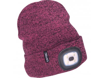 EXTOL® LIGHT Čepice s LED čelovkou, 4× 45 lm, USB nabíjení, vel. UNI, fialová/černá