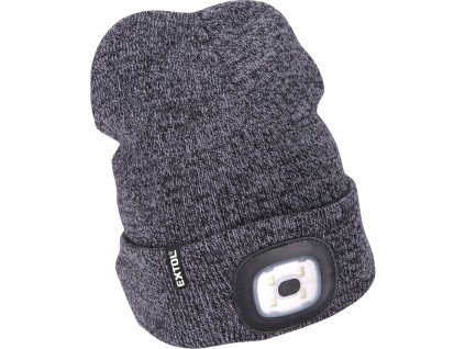 EXTOL® LIGHT Čepice s LED čelovkou, 4× 45 lm, USB nabíjení, vel. UNI, šedá/černá