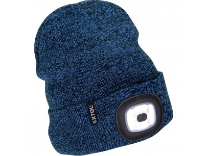 EXTOL® LIGHT Čepice s LED čelovkou, 4× 45 lm, USB nabíjení, vel. UNI, modrá/černá