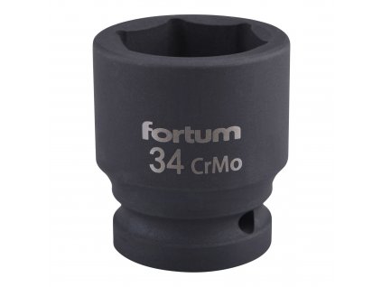 FORTUM® Hlavice nástrčná, rázová, gola 3/4", HEX 34×57 mm, CrMoV