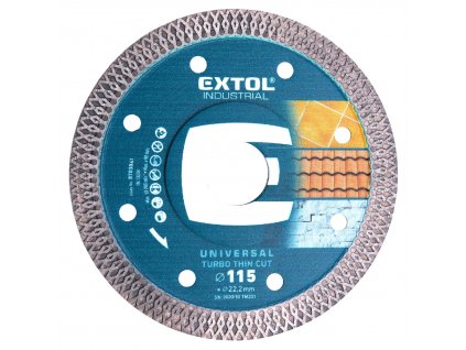 EXTOL® INDUSTRIAL Kotouč diamantový, TURBO THIN CUT, 115×22,2×1,2 mm