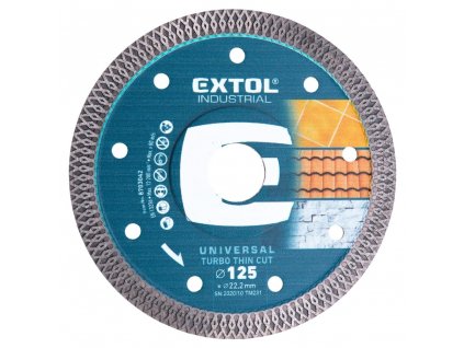 EXTOL® INDUSTRIAL Kotouč diamantový, TURBO THIN CUT, 125×22,2×1,4 mm