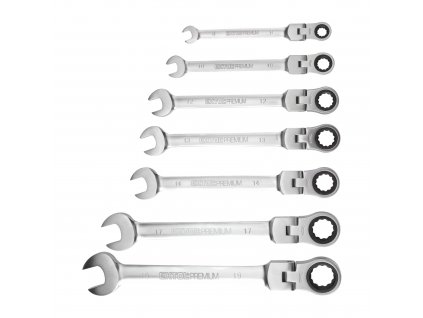 EXTOL® PREMIUM Klíče ráčnové s kloubem, sada 7 ks, 8-10-12-13-14-17-19 mm, 72 z, CrV
