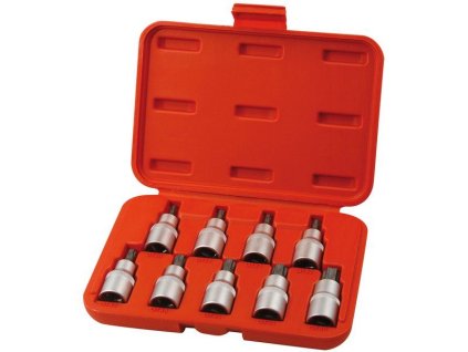 EXTOL® PREMIUM Sada Gola hlavice zástrčná CrV S2 9 ks 1/2" TORX T20-T60×55 mm v boxu