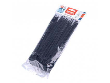 EXTOL® PREMIUM Pásek stahovací rozepínací, 200×4,8 mm, černý, nylon PA66, bal. 100 ks