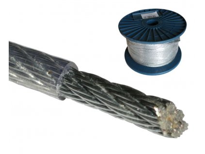 LEVIOR® Ocelové lanko potažené (6x7+FC), ZN + PVC, pr. 3 / 4 mm, cívka 100 m