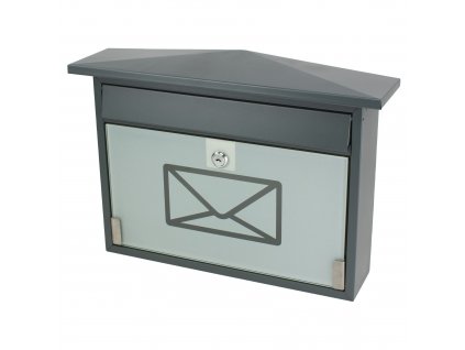 SATOS® Poštovní schránka ROBIN, ocel, sklo, antracit, 29×41 cm