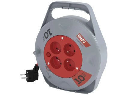 EMOS® Kabel prodlužovací na bubnu P19410N 10 m, 3x1,0 mm, 4× 230 V, červený