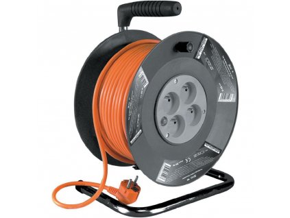 Prodlužovací kabel DG-FB04 na bubnu, d. 25 m, 4 zásuvky, 3x1,5mm, oranžový