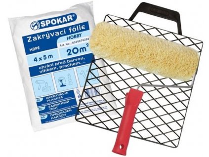 SPOKAR® Sada malířská Váleček plyš žlutozelený, držadlo, mřížka, fólie