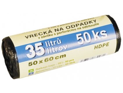 SPOKAR® Sáčky na odpad černé HDPE, 50×60 cm / 35 l, 8 um, 50 ks