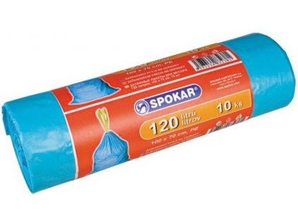 SPOKAR® Sáčky na odpad modré, zatahovací, 70×100 cm / 120 l, 33 um, 10 ks