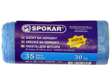 SPOKAR® Sáčky na odpad HDPE extra pevné, 50×60 cm / 35 l, 9 um, 30 ks