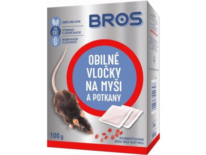 BROS® Rodenticid obilné vločky na myši a potkany, 100 g