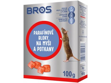 BROS® Rodenticid parafínové bloky na myši a potkany, 100 g