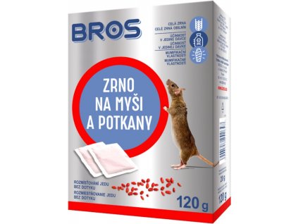 BROS® Rodenticid zrno na myši a potkany, 120 g