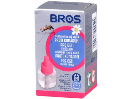 BROS® Náplň do odpařovače proti komárům, pro děti, 60 nocí, 40 ml