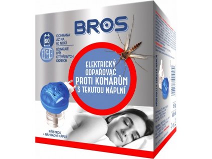 BROS® Elektrický odpařovač proti komárům, s náplní 40 ml na 60 nocí