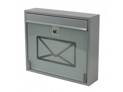 SATOS® Poštovní schránka KVIDO, 31×36 cm, ocel + sklo, šedá
