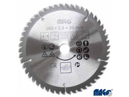 MAGG® Pilový kotouč na dřevo TCT, 180 x 20 x 2,5/1,5 mm, 50 zubů