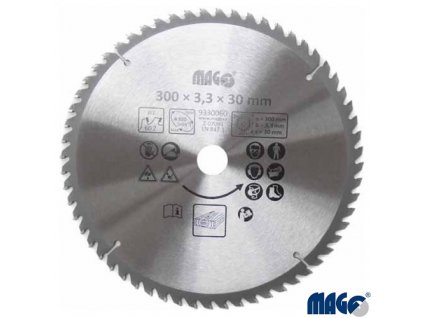 MAGG® Pilový kotouč na dřevo TCT, 300 x 30 x 3,3/2,3 mm, 60 zubů