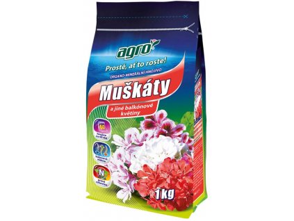 AGRO® Hnojivo na muškáty, organo-minerální, granulované, 1 kg