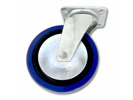 SATOS® Kolečko pojezdové, pr. 200 mm, otočné, tvrdá pryž modrá, nosnost 300 kg