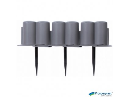 PROSPERPLAST® Palisáda plastová, šedá, 37 x 10 cm, sada 8 ks (3,02 m)