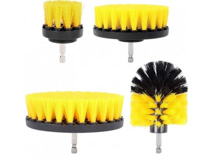 EXTOL® CRAFT Čistící kartáče na vrtačku, NYLON, HEX 1/4", sada 4 ks