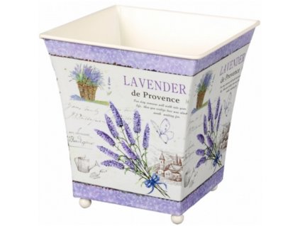 Obal na květináč LAVENDER DE PROVENCE, plechový, 12×12×13 cm