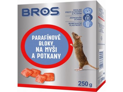 BROS® Rodenticid parafínové bloky na myši a potkany, 250 g