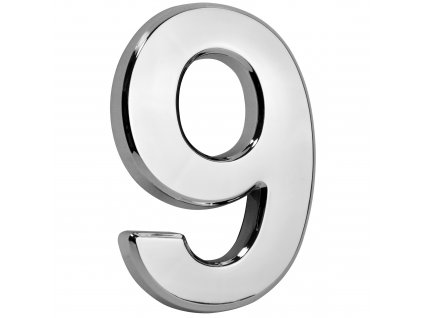Číslo ´9´, domovní, samolepicí, 7×10 cm, ABS, stříbrné