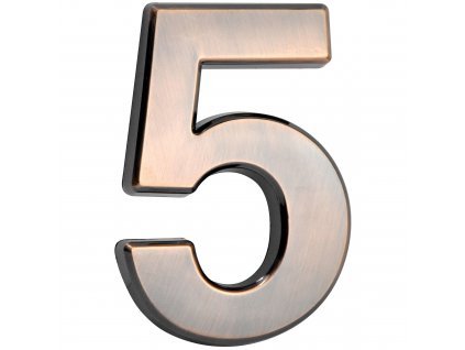 Číslo ´5´, domovní, samolepicí, 7×10 cm, ABS, bronzové