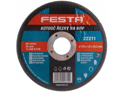 FESTA® Kotouč řezný, 115×22,23×1,0 mm, na kovy, nerez, litinu