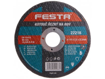 FESTA® Kotouč řezný, 115×22,23×2,5 mm, na kovy, nerez, litinu