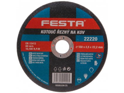 FESTA® Kotouč řezný, 150×22,23×2,5 mm, na kovy, nerez, litinu