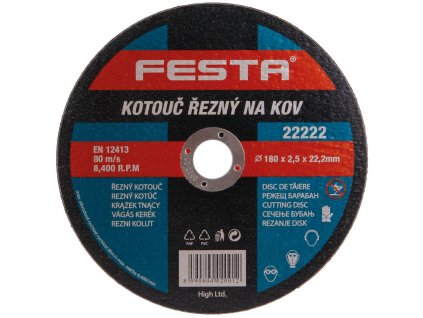 FESTA® Kotouč řezný, 180×22,23×2,5 mm, na kovy, nerez, litinu