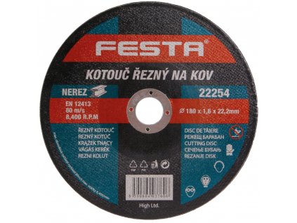 FESTA® Kotouč řezný, 180×22,23×1,6 mm, na kovy, nerez, litinu